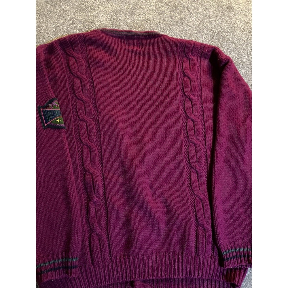 VTG 90s Gap Shetland Wool Grandpa Cardigan Sweater Burgundy Maroon Mens M - Picture 9 of 10